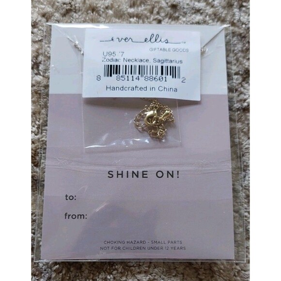 Sagittarius Zodiac Bar Necklace 18K Gold Plated Ever Ellis 16" Nov 22 - Dec 21 - Picture 2 of 2